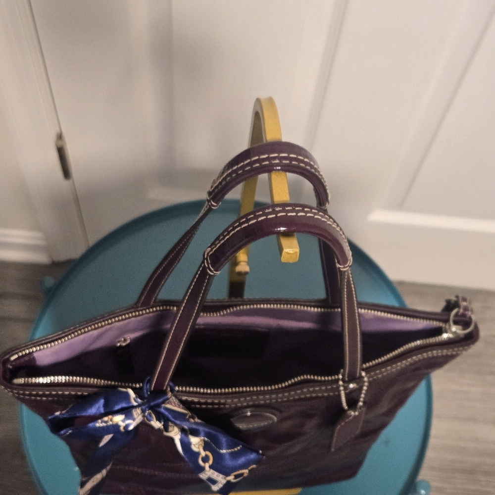 Coach Deep Purple Leather Tote - Picture 17 of 17